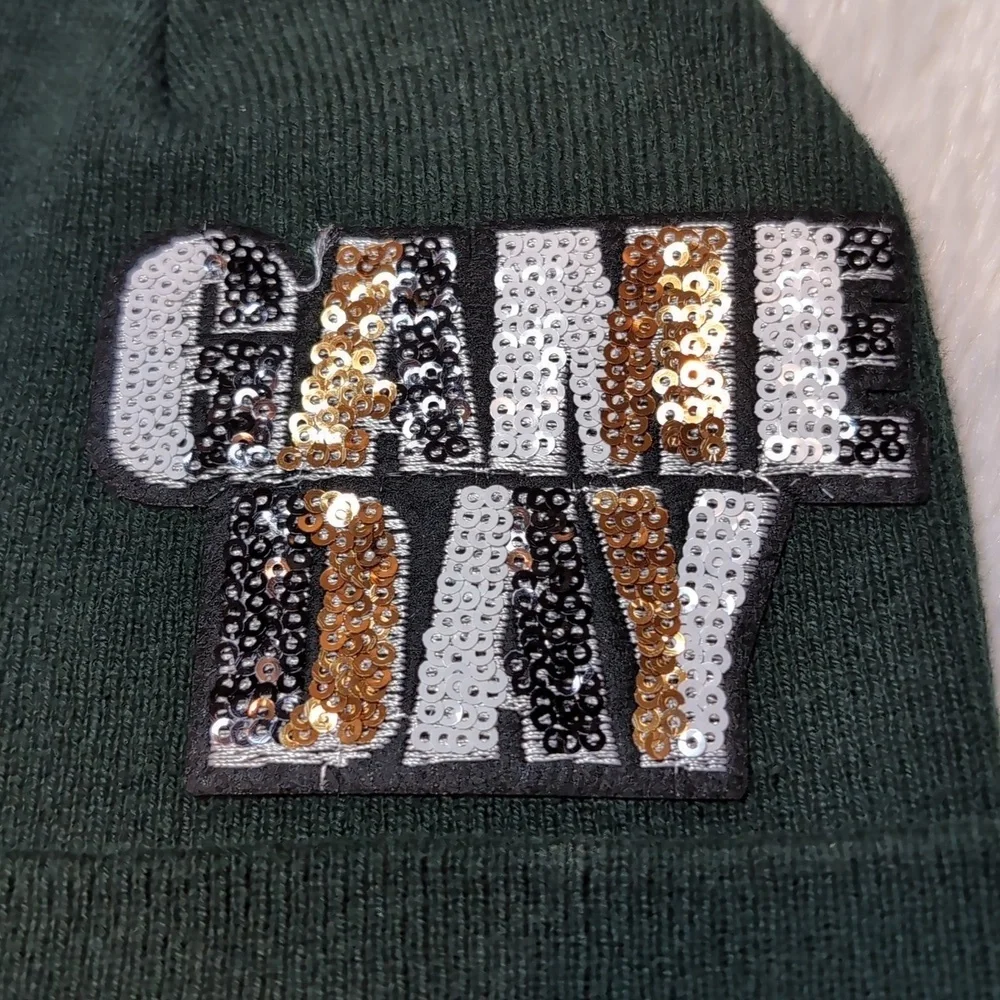 Green Bay Packer Winter Beanie Hat GAME DAY Sequins - Draft Ready